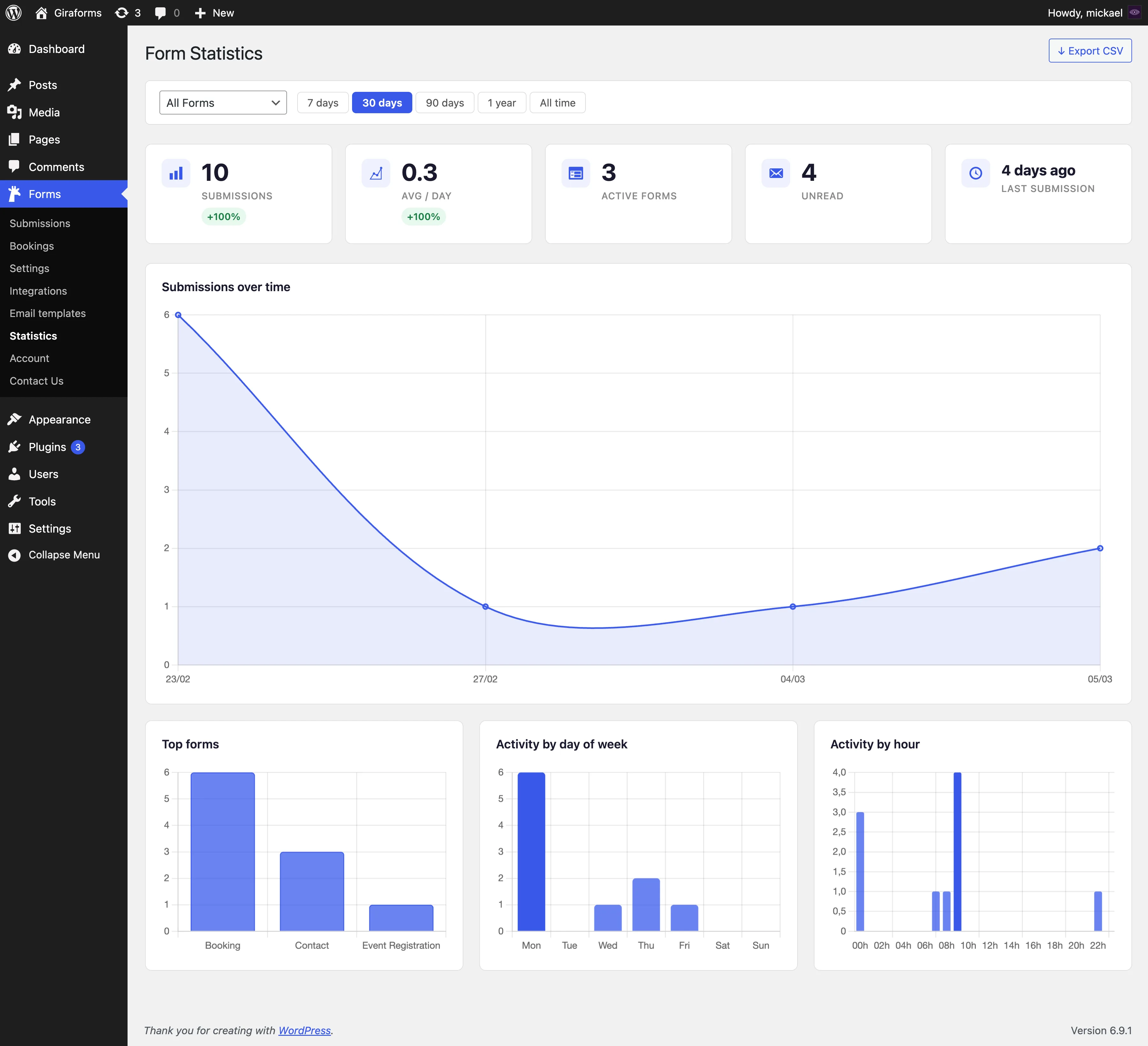 Advanced statistics feature screenshot