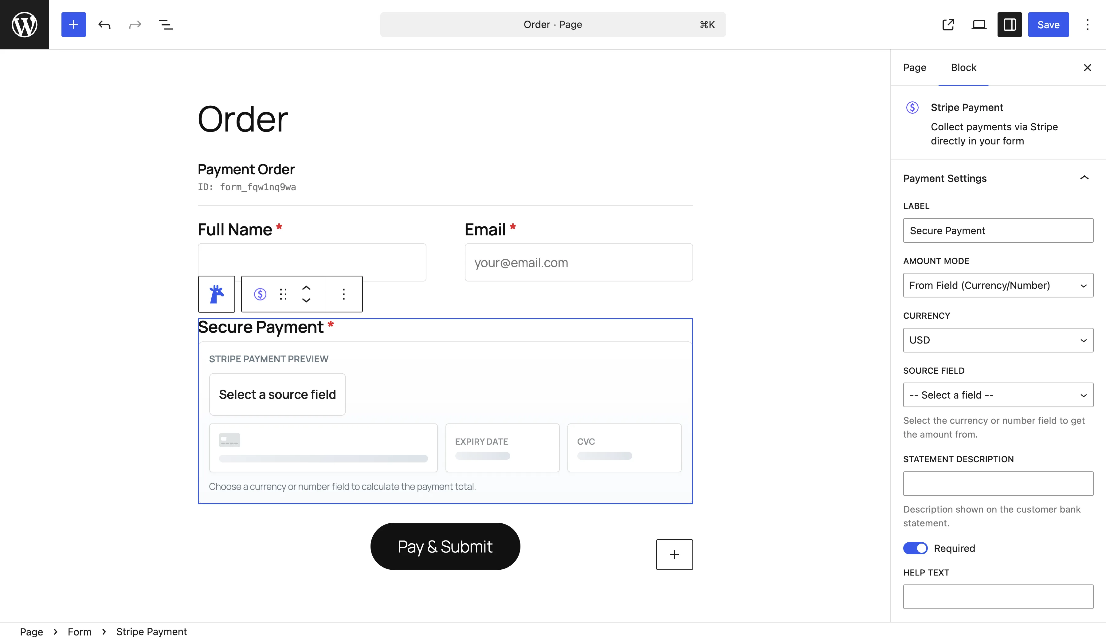 Stripe payments feature screenshot