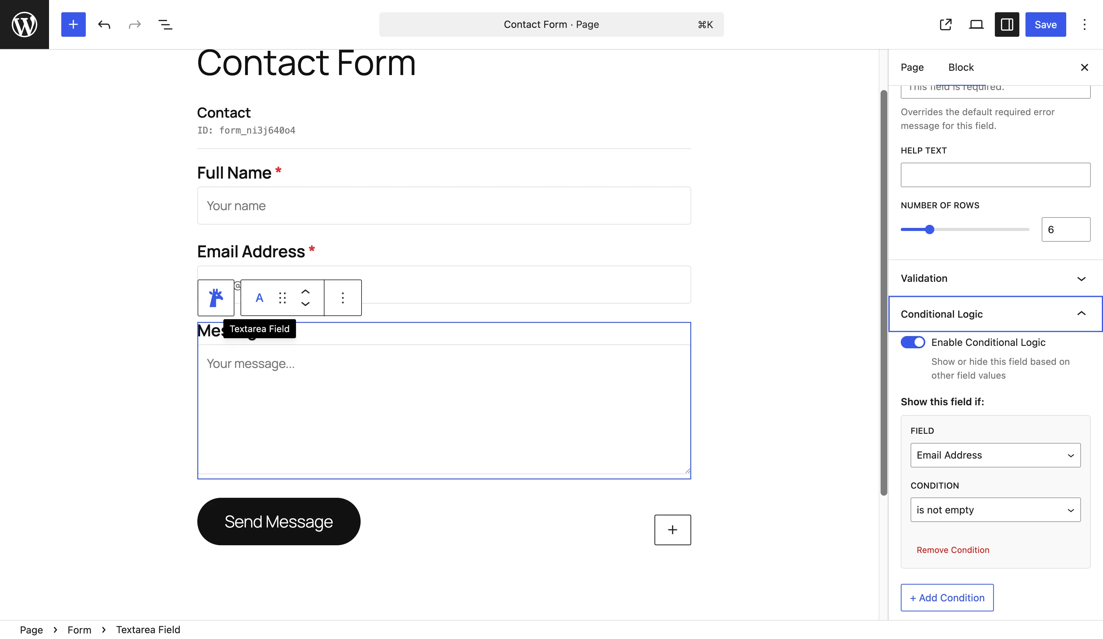 Conditional logic builder in Giraforms Pro