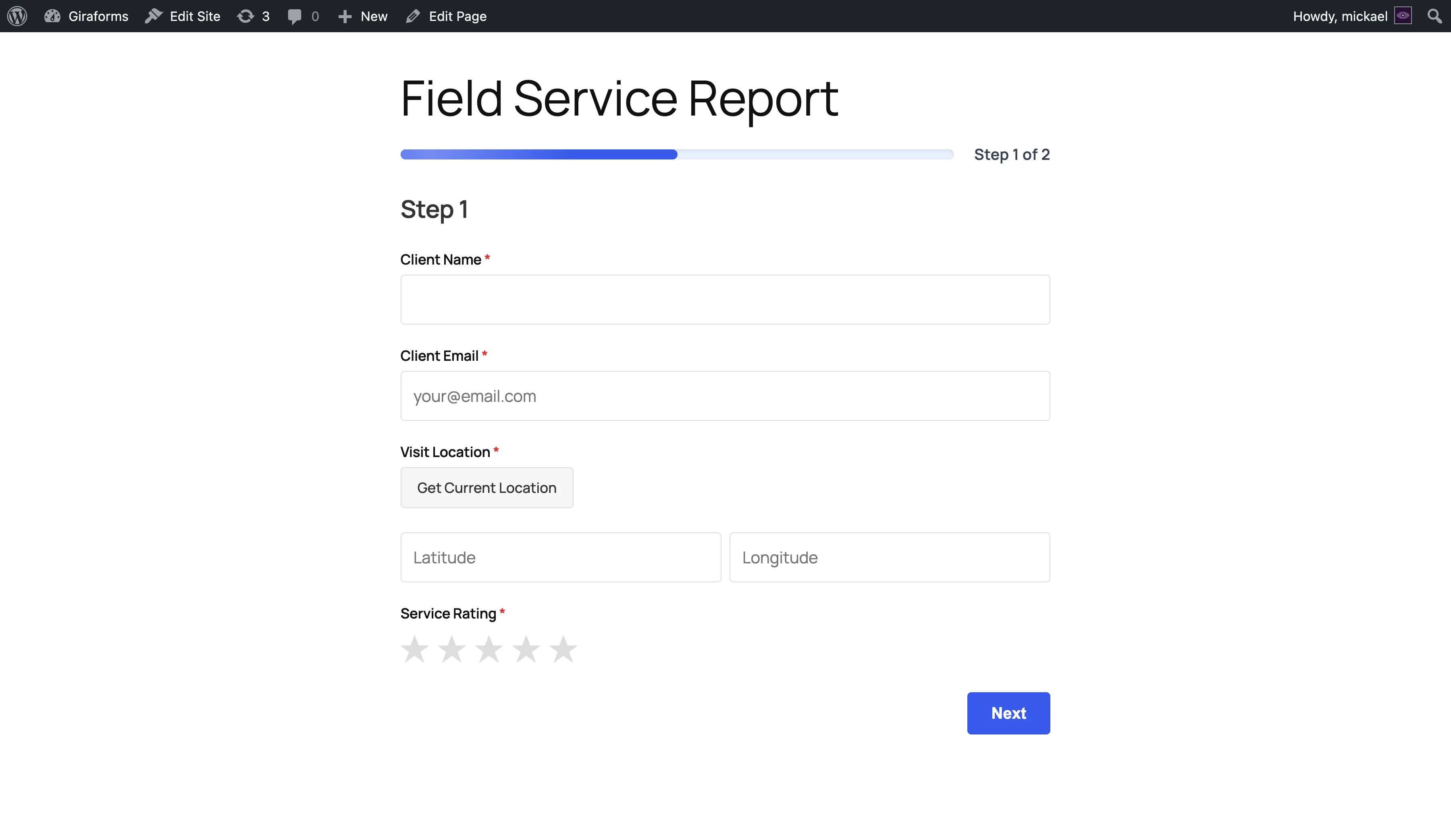 Multi-step forms configuration in Giraforms Pro